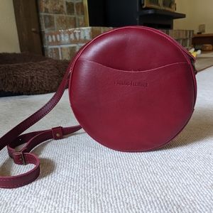 Portland Leather Goods Circle Crossbody in Cranberry
